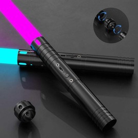 2-in-1 Double Edged Lightsaber, Toys more suitable for Kids 15 RGB Color Changing LED Lightsaber, USB Rechargeable Toy Lightsaber for Party, Christmas Gifts Multifunction:_Dual bladed r+USB cable+connector+47.4 inch