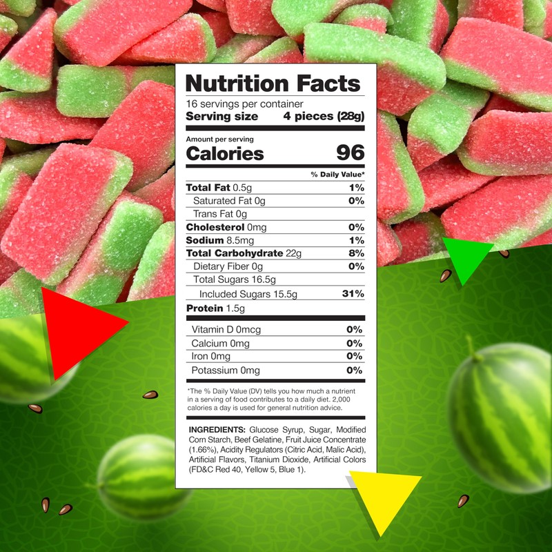 Watermelon Slices Gummy Candy (1 Pound Bag)