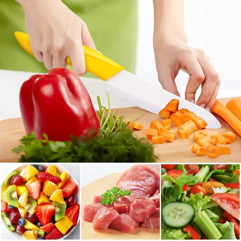 Updated Version Ceramic Knife Set 4-Piece Color with Sheaths (Includes