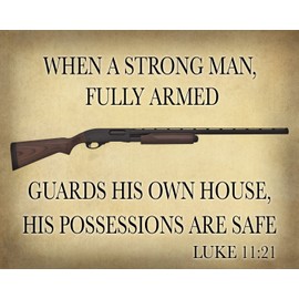 Gun Owner Home Defense Decor Tile Home Office Desk Photo Display Scripture Bible Verse (6x8)