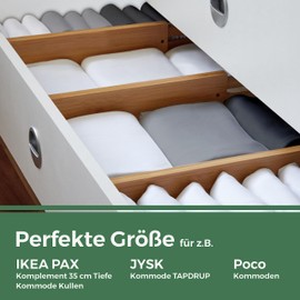 Short Wardrobe Drawer Separation System Made of Bamboo (Set of 4) - Adjustable Drawer Divider, Drawer Divider, Adjustable Drawer Divider, Drawer Divider (Natural)