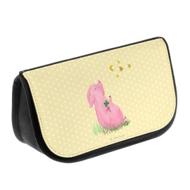 Mr. & Mrs. Panda Lucky Pig Cosmetic Bag, yellow, Hand drawn