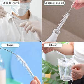 Cepillo para Popotes de Acero Inoxidable HKEDHD S-20 – 20 piezas extra largas