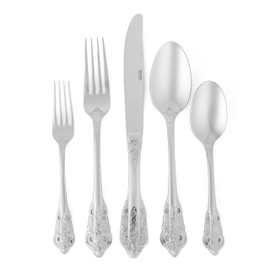 Martha Stewart Perrine 20 Piece Flatware Mirror Polish Silverware Set - Stainless Steel Utensils - Forks, Spoons, Knives