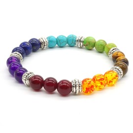 8mm Gemstone Stone Bracelet 7 Chakra Semi-precious Reiki Energy Balance Bracelet for Men and Women