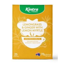 Kintra Foods Lemongrass, Ginger & Lemon Myrtle Herbal Tea 25 Teabags, 65 g
