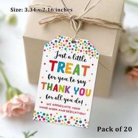 Treat for You to Say Thank You for All You Do Gift Tag We Appreciate You Christmas Gift Tags with String Employee Appreciation Company Staff Christmas Holiday Favor Tags Pack of 20 (Appreciate A)