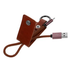 Hemobllo Fast Charging USB Cable Type C Leather Keychain Charge Data Sync Cable Key Holder for Devices Random Color