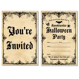 Soiceu Vintage Halloween Party Invitations Retro Gothic Halloween Spooktacular Costume Party Invites with Envelopes Set of 20