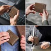 LEKOU Tarjetero de cuero, Cartera para Hombre RFID Bloqueo Antirrobo