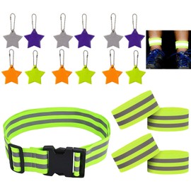 DALAETUS 17 Pcs High Visibility Bands Set, Elasticated Armbands with Belts, Pendants, Reflective Wristbands, Running Armbands for Running, Cycling, Jogging, Night Sports, Outdoor Safety, Walking