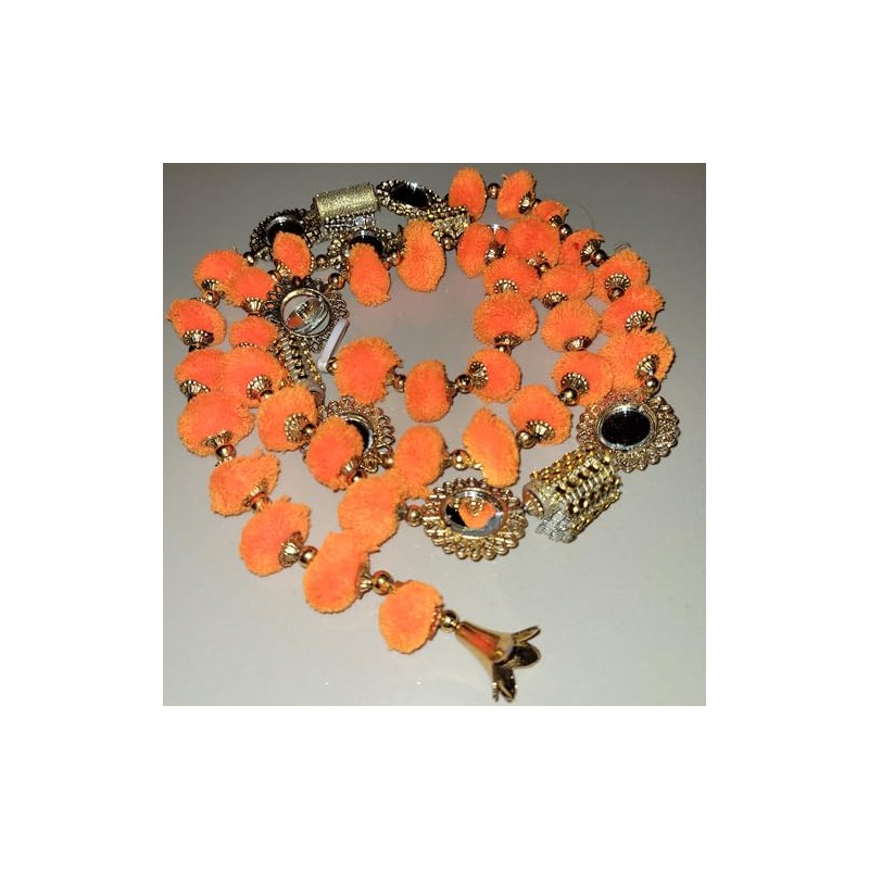 Indian Handmade Pom Pom Garland with mirrors latkans 5 feet