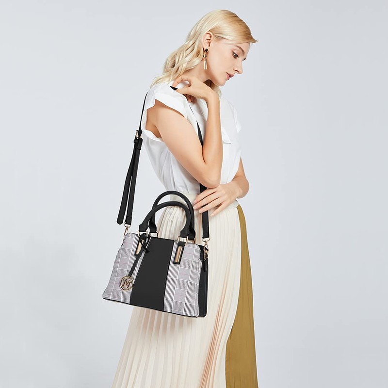 Miss Lulu Handbag Women Retro Stripes Crossbody Bags Elegant Stitching