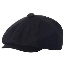 Kids Boys Girls Newsboy Cap Adjustable Visor Wool Beret Hats Vintage Octagonal Hat Black
