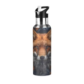 GOODOLD Red Fox Portrait 20 oz Water Bottle - Leak Proof, BPA Free, Stainless Steel, Vacuum Insulated for Sports and Office Use, Reusable Water Bottle