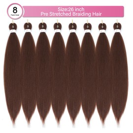 Pre-stretched Braiding Hair Extensions 26 Inch 8 Packs Pre Stretched Braiding Hair Professional Itch Free Synthetic Hair Extensions for Braiding(27#2P 350#2P 30#2P 613#2P)