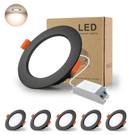 BAGZY LED Recessed Spotlights 230 V Black Spotlights Flat 5 W 230 V IP44 500 Lumen Set of 5 Natural White 4000 K Cut-Out 70-80 mm CRI 80 Recessed Ceiling Spotlight for Bedroom Bathroom Living Room