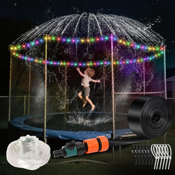 Trampoline Sprinkler with Lights - Trampoline Lights & Water Sprinkler,