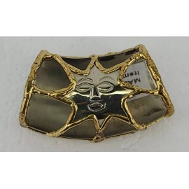 Unbranded Vintage Scarf Tube Slide with Sun- Silver Toned With Brazed Brass