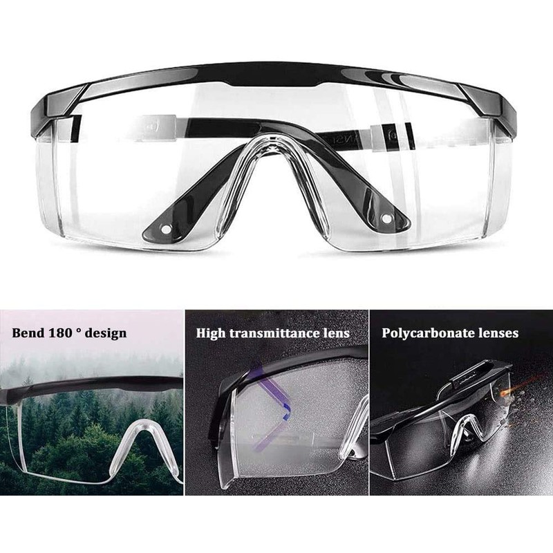 Anleikf Goggles, Protective Glasses, Safety, Dustproof, Splash Prevention Glasses, Overglasses,