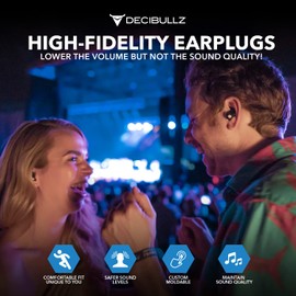 Decibullz Moldable Ear Plugs for Concerts, High Fidelity Hearing Protection for Noise Reduction & Sensitivity, Noise Cancelling Earplugs Perfect for Musicians, Recording Artists, Festivals