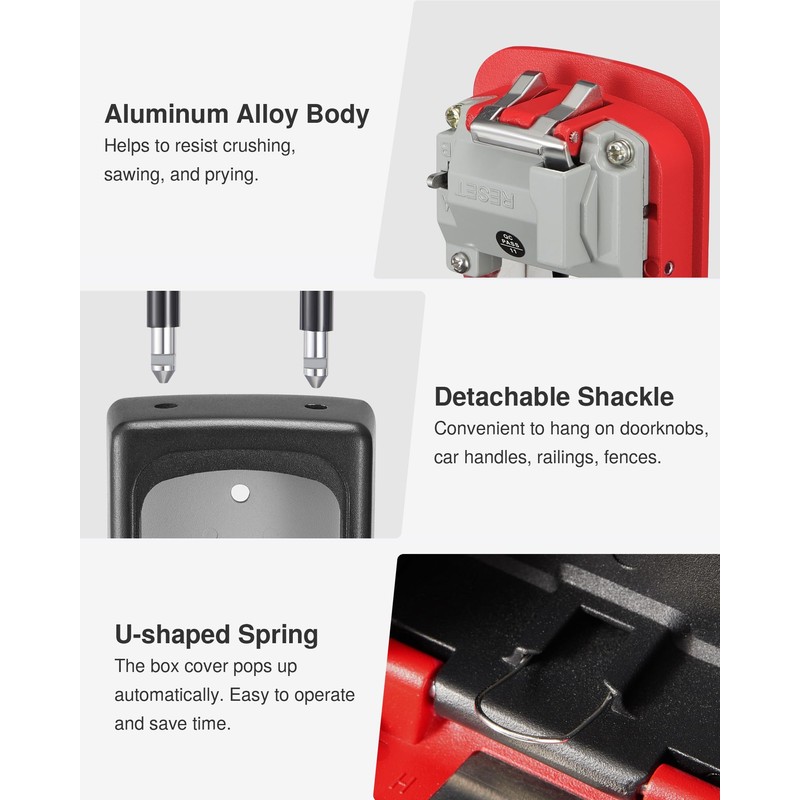 Puroma Lock Box, Large Key Lock Box Resettable Combination Code