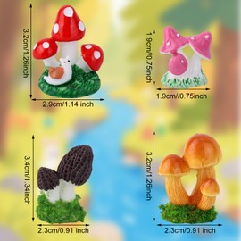 22pcs Mini Resin Mushrooms, 11 Styles Small Mushroom Statue Cute Fairy Garden Charms Decorations Tiny Landscape Pot Figurines Ornaments Accessories for Micro Landscape Dollhouse DIY Crafts