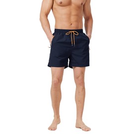 Bulobulo Swimming Trunks with Zip Pocket Men's Quick-Drying, darkblue, XL
