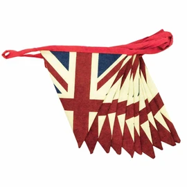 GIFTS 4 ALL Vintage Style British Union Jack Flag Fabric Bunting, Retro Union Jack Banner 5M Bunting, Union Jack Coronation Street Party Bunting