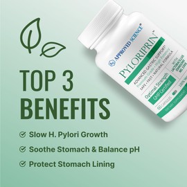 Approved Science Pyloriprin - Advanced Digestive Support for A Healthy Stomach - Zinc L-Carnosine, Probiotic, Broccoli Sprout, Deglycyrrhized Licorice - 60 Capsules - One Month Supply - Vegan