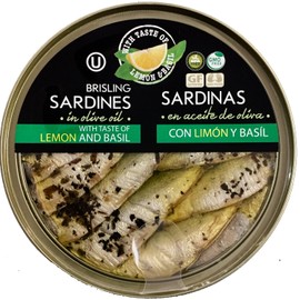 Grilled Catch Wild-Caught Baltic Brisling Sardines (Sprats) in Olive Oil with Lemon & Basil – GMO & Gluten Free, Hand Packed, BPA-Free Pull-Top Can – Natural Omega-3, High Protein – 5.6 oz