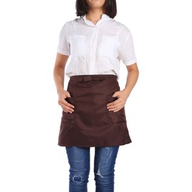 Server Aprons with 2 Pockets, Waterdrop Resistant Oil Proof Waitress Waiter Waist Apron Server Short Aprons for Men Women Kitchen Restaurant 22.7 X 14.8inch (Brown)