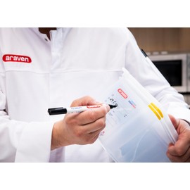 Araven Airtight Container, Food Pan with Lid for Storage in Kitchen and Restaurant, 0.6 Qt, 6 Count, Clear