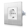 CNBINGO Aluminium socket with clamping claws, silver, simple Schuko socket,