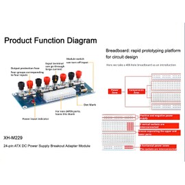 LZKIC PowerCraft Pro Bundle XH-M229 ATX Power Supply Breakout Adapter Module, Jumper Wires, Breadboards & Test Cables DIY Electronics Kit for Arduino, Benchtop, Desktop PC Projects