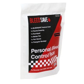 BLEEDSAVE Standard Personal Bleed Control Pack – Compact Single-Use Trauma Pouch with Code RED Tourniquet, Trauma Dressing & Gloves | 275 × 200 mm Emergency Kit for Workplaces & Public Areas