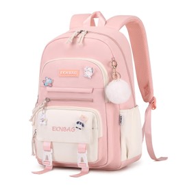 Tanou School Backpacks for Girls, 20 Liters Kawaii Girls School Bag with Pendant, Lightweight Nylon Childrens Backpack for Primary Junior School, Blue