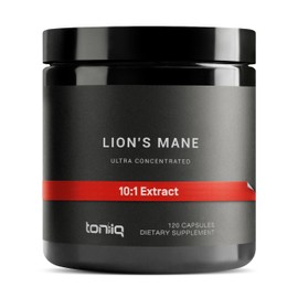 Toniiq Lion’s Mane - Ultra High Potency 10:1 Extract with 30% Polysaccharides - Highly Concentrated & Bioactive - Third-Party Lab Tested - 120 Capsules