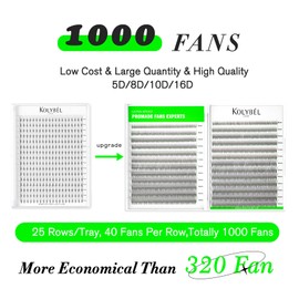 1000 Premade Lash Fans 10D Narrow Promade Fans 8-15mm Mixed Premade Fans Lash Extensions 0.07 D Curl Premade Eyelash Fans Pointed Narrow Base Handmade Volume Premade Lash Extensions(10D-0.07D-8-15MM)