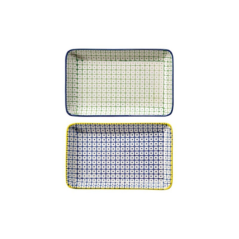 Bloomingville Carla Lapis Retro Small Serving Plates Square Vintage Rectangular