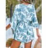 CUPSHE Women's Tropical Floral Leaf Print Belted Romper Mini Jumpsuit