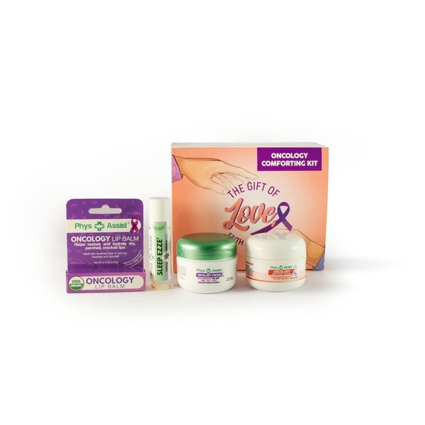 PhysAssist - Comfort kit for Chemo & Radio Patient The Gift of Love, Faith & Support. 2-1.5 oz face and body cream plus lip balm & roll-on