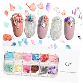 FOMIYES Creative Nail Art Stickers Set 12 Colors Shell Nail Decals Easy DIY Manicure Sequins for Women Girls for Parties Occasions
