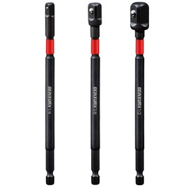 Geinxurn 3Pcs Impact Socket Adapter Set,1/4" 3/8" and 1/2" Drive, 6Inches Extension Bit with Holder, Adapt Your Power Drill to High Torque Impact Wrench