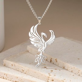 Dreamtimes Phoenix Necklaces for Women Men Necklace with Geometric Animal Pendant Necklace with Natural Animal Pendant Necklace with Bird Pendant Charm Jewellery Gift, Stainless Steel, No Gemstone