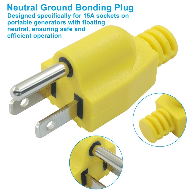 Biaungdo 2 Pack Neutral Ground Bonding Plug for Portable Inverter