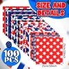 Ganeen 100 Pcs 10 x 10 Inch Patriotic Fabric Squares