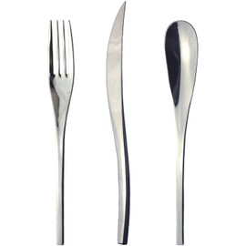 Nagao IKI Dinner Cutlery Set, Lotus, 3 Pieces, 18-8 Stainless Steel, Wooden Box, Made in Japan