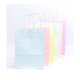 UUYYEO 12 Pcs 16 x 8 x 21cm Pastel Gift Bags Coloured Paper Party Favor Bags Kraft Paper Sweet Candy Bags with Handles for Birthday Wedding