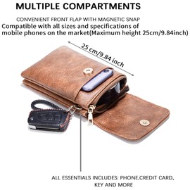 HiRiley Crossbody Bag for Women Leather Small Cell Phone Bag Purses Shoulder Wallet Adjustable Detachable Strap Grey